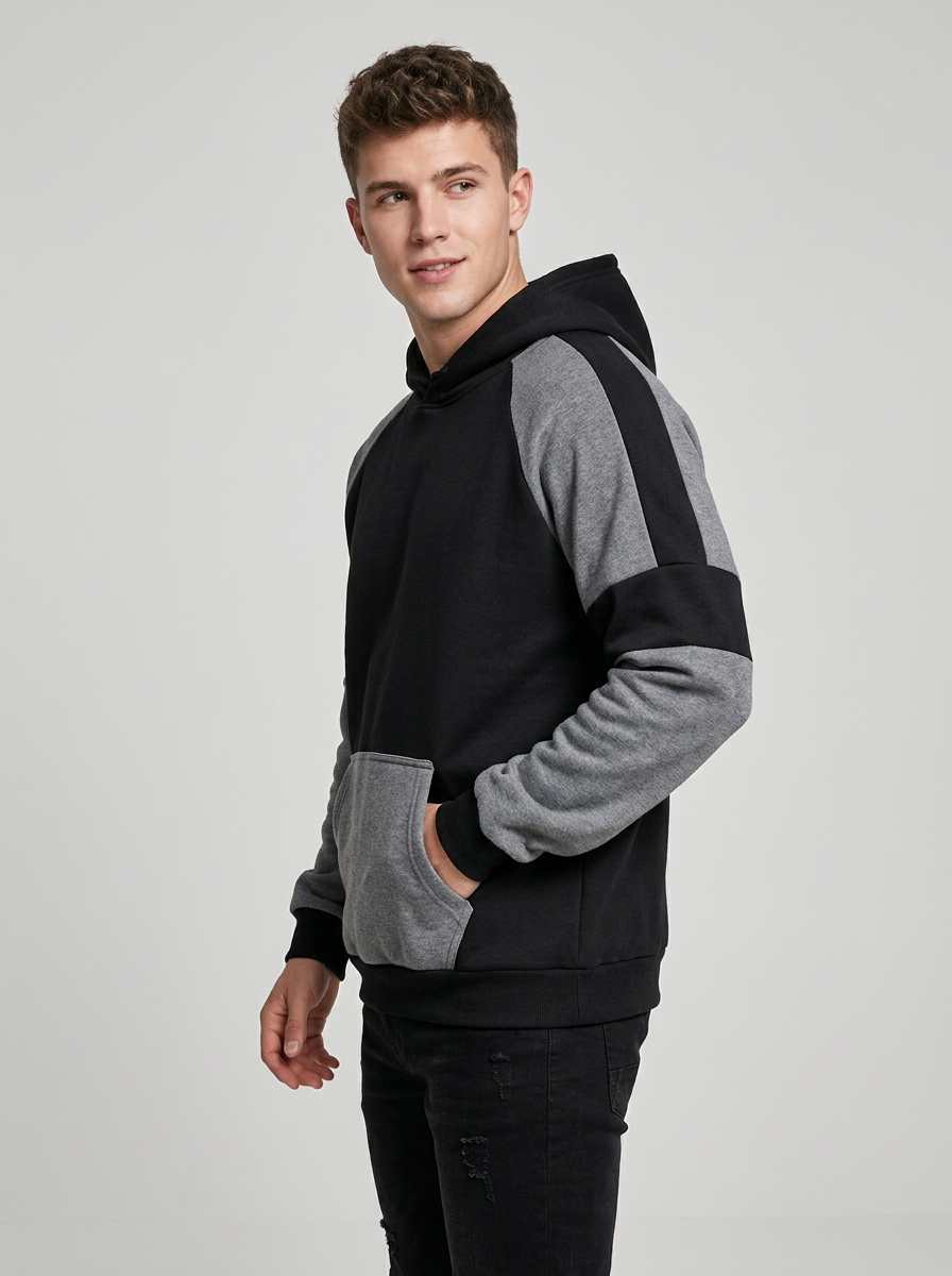 Men's Hoodie Color Block Raglan | Kangaroo Pocket