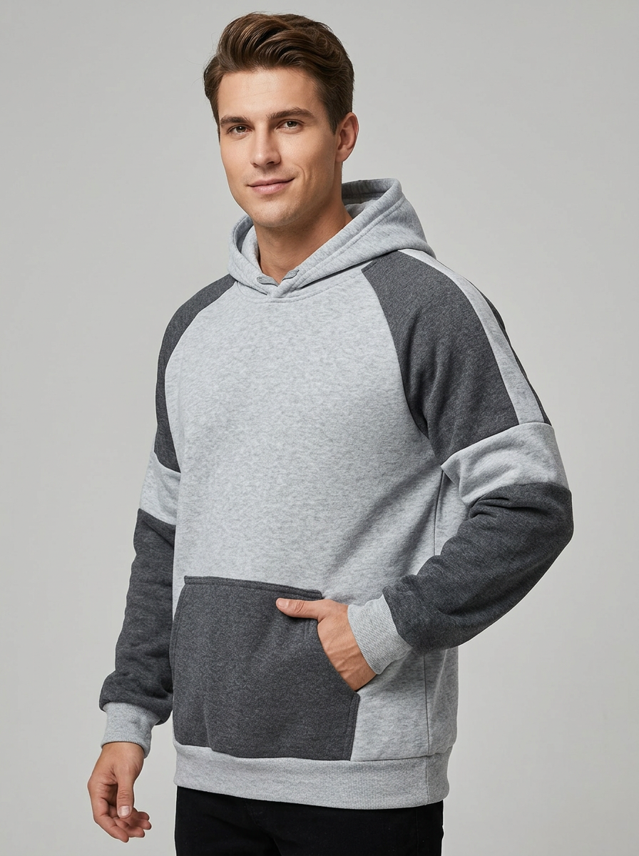 Men's Hoodie Color Block Raglan | Kangaroo Pocket