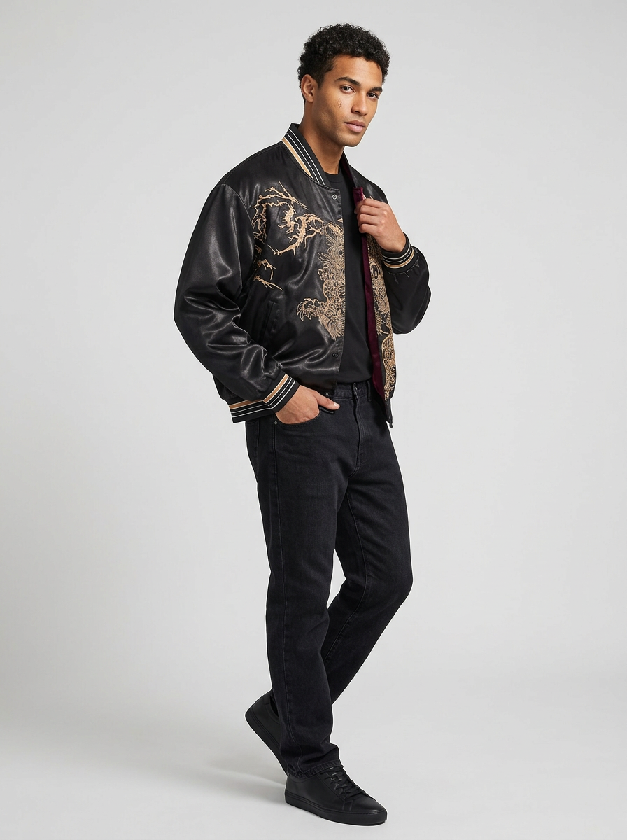 Men's Jacket Embroidered Bomber | Varsity