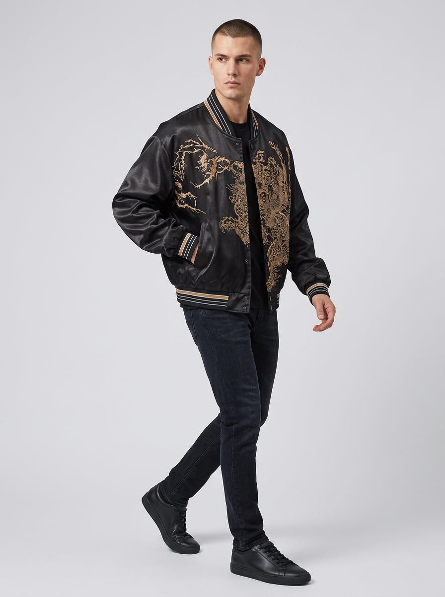 Men's Jacket Embroidered Bomber | Varsity