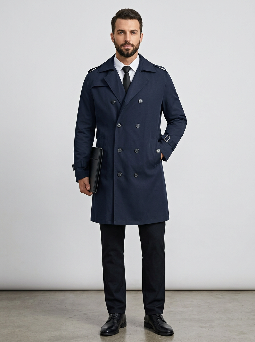 Men's Trench Coat Double Breasted Belted | Classic