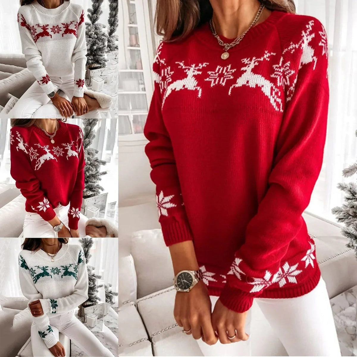 Ingrid | Women's Reindeer & Snowflake Christmas Sweater