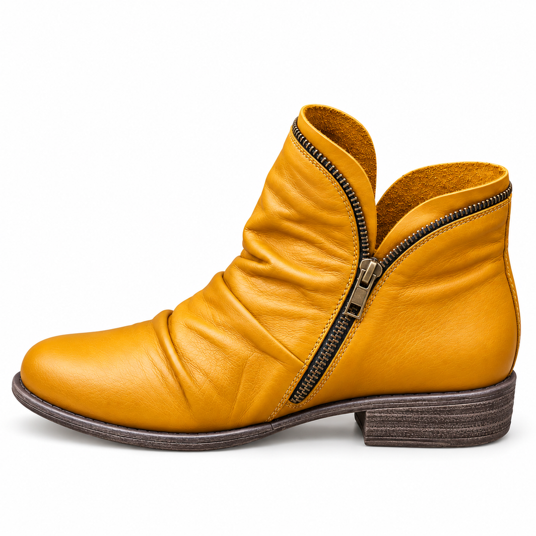 Myra | Women's Textured Ankle Boots With Low Heels