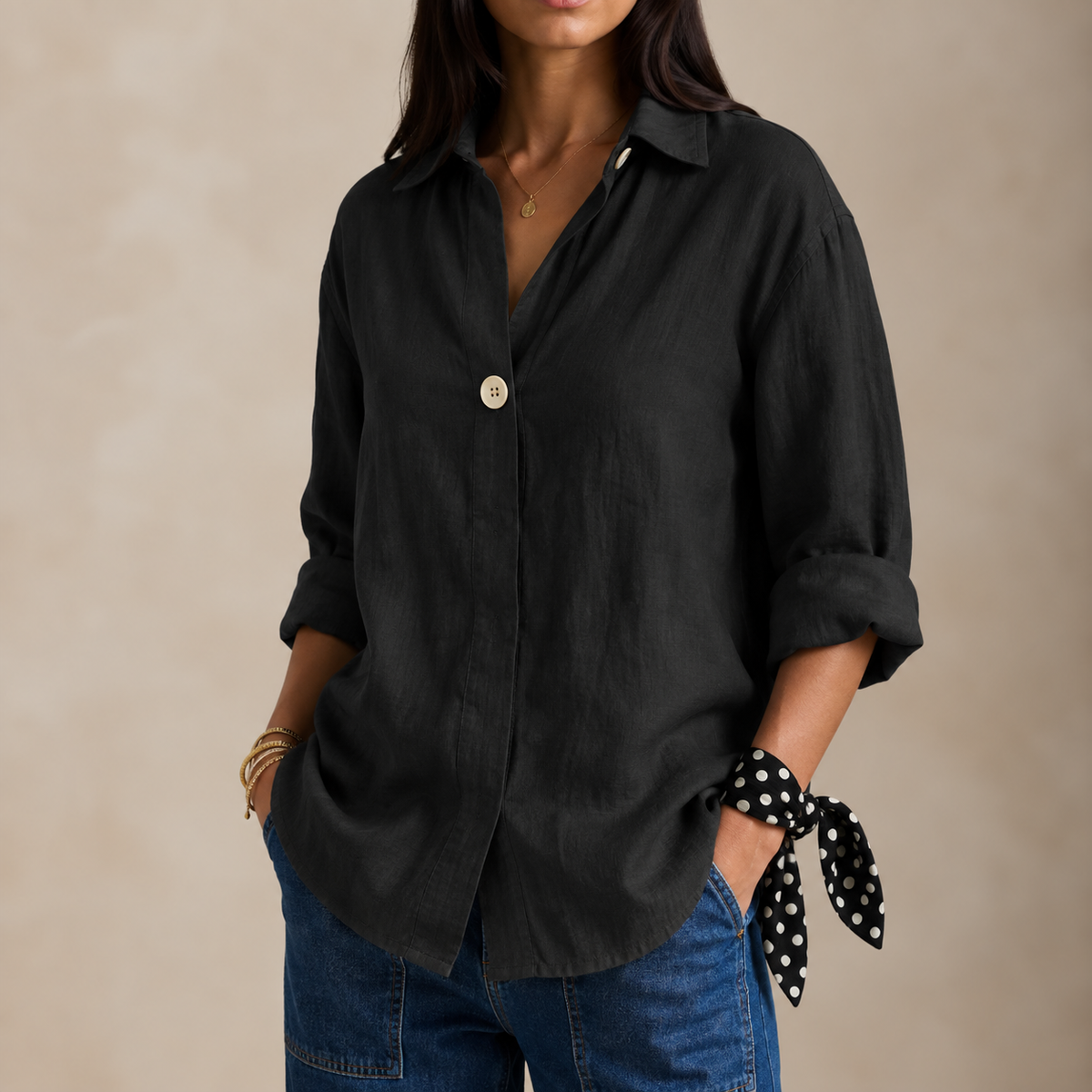 Nuvielle | Women's Relaxed V-Neck Blouse