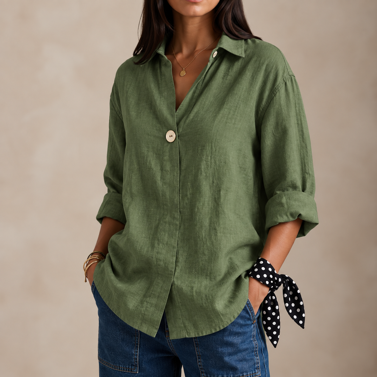 Nuvielle | Women's Relaxed V-Neck Blouse