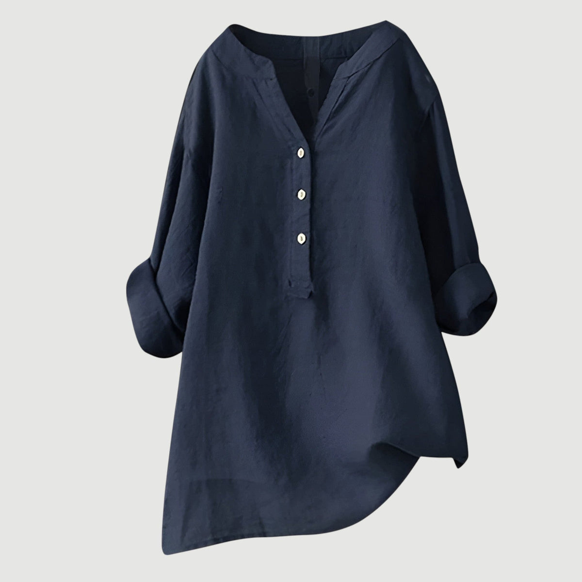 Oravelle | Women's V-Neck Tunic Blouse with Roll-Up Sleeves