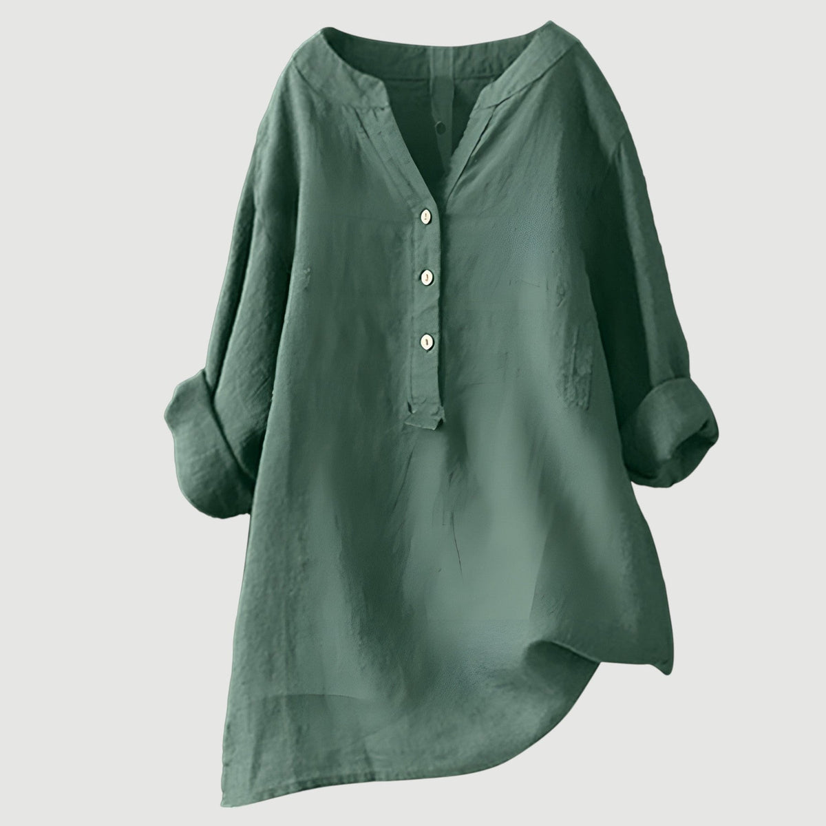 Oravelle | Women's V-Neck Tunic Blouse with Roll-Up Sleeves
