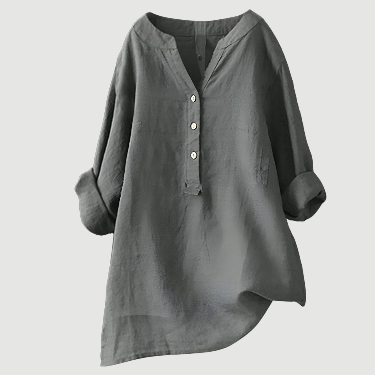 Oravelle | Women's V-Neck Tunic Blouse with Roll-Up Sleeves