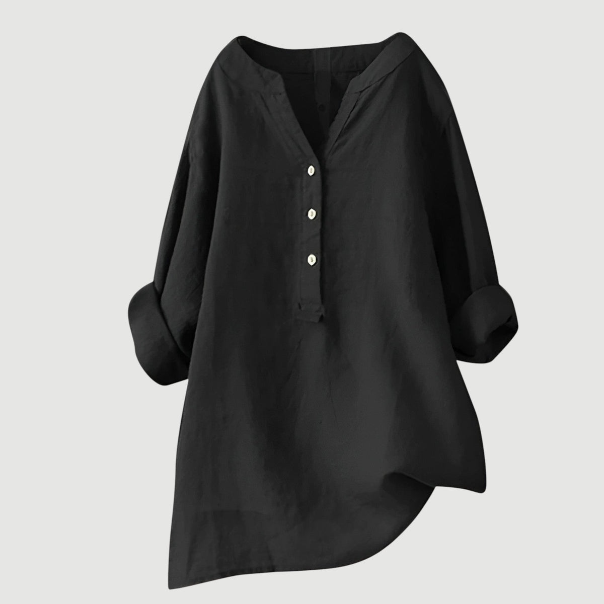 Oravelle | Women's V-Neck Tunic Blouse with Roll-Up Sleeves
