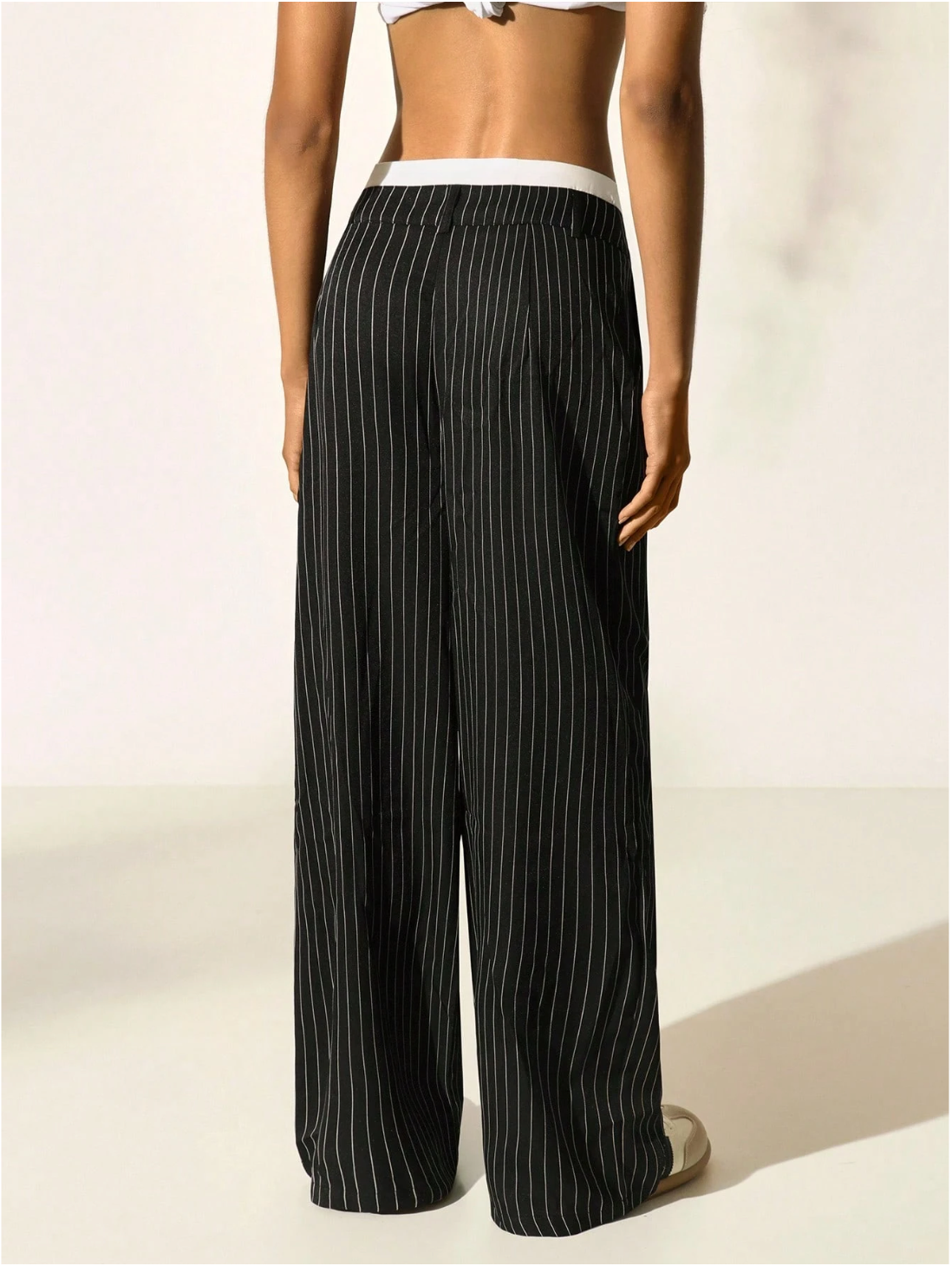 Paige | Women's High-Waisted Pinstripe Wide-Leg Trousers