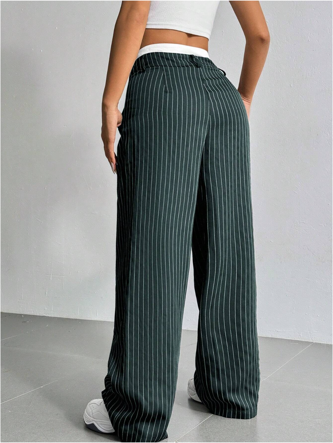 Paige | Women's High-Waisted Pinstripe Wide-Leg Trousers
