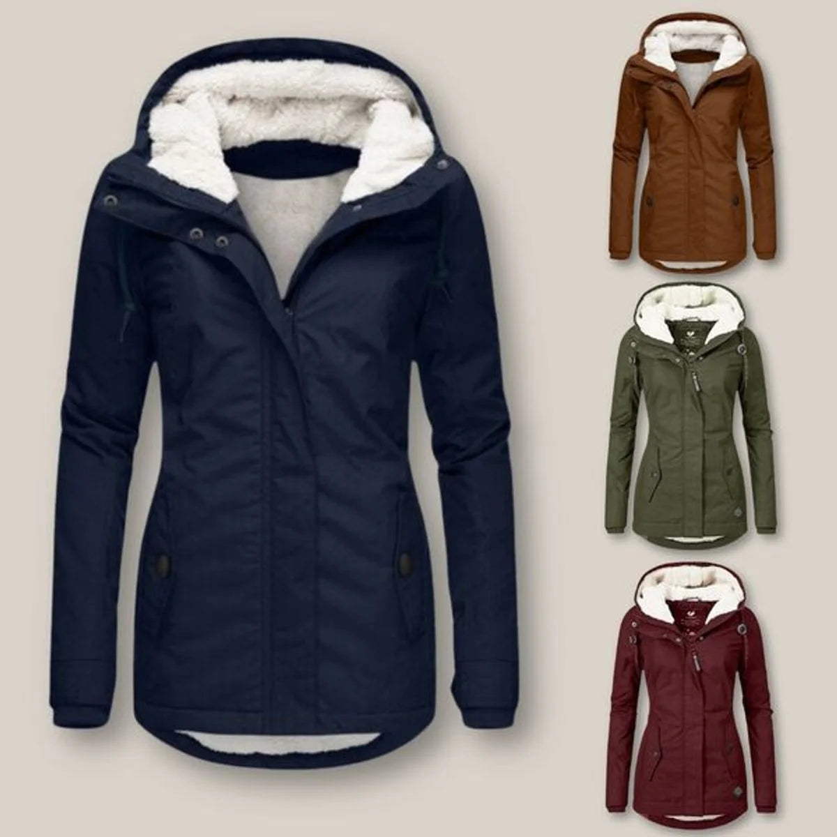 Charlotte | Women's Hooded Winter Parka Jacket with Soft-Lined Interior and Zip Front