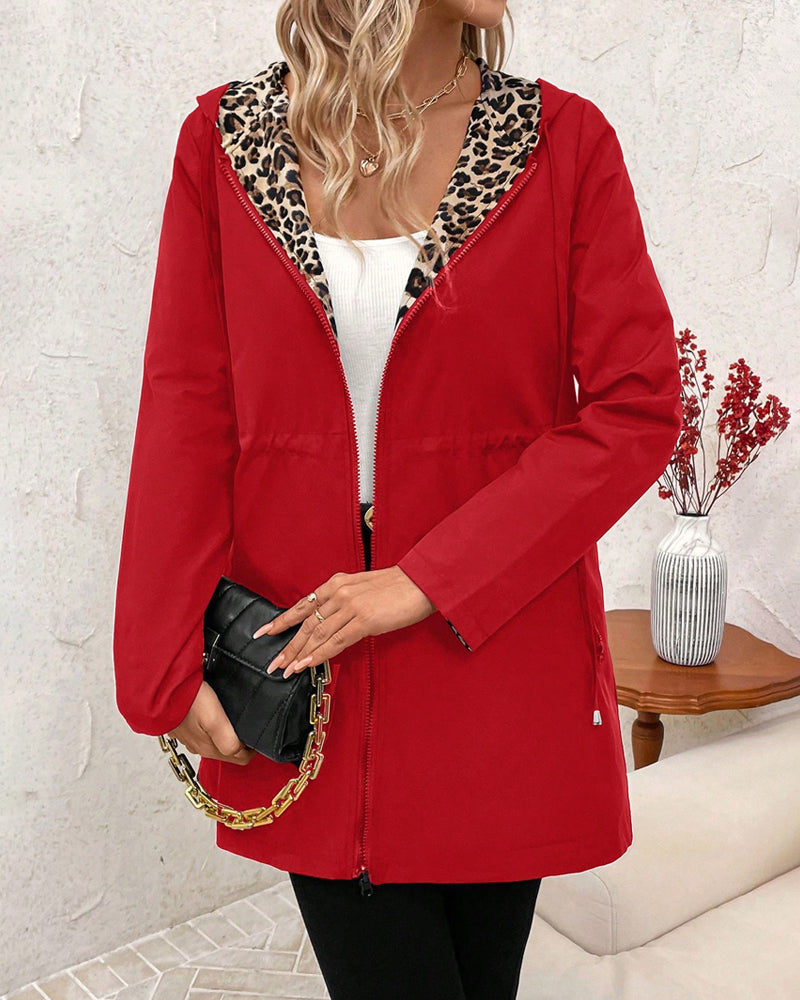 Yvette | Women's Reversible Leopard-Print Hooded Coat