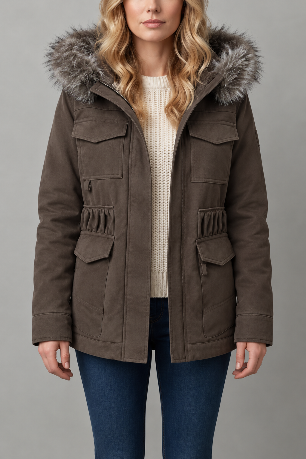 Riley | Women's Hooded Parka with Drawstring Waist