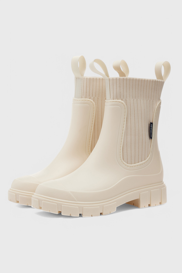 Rose | Women's Chunky Chelsea Rain Boots with Ribbed Ankle Collar