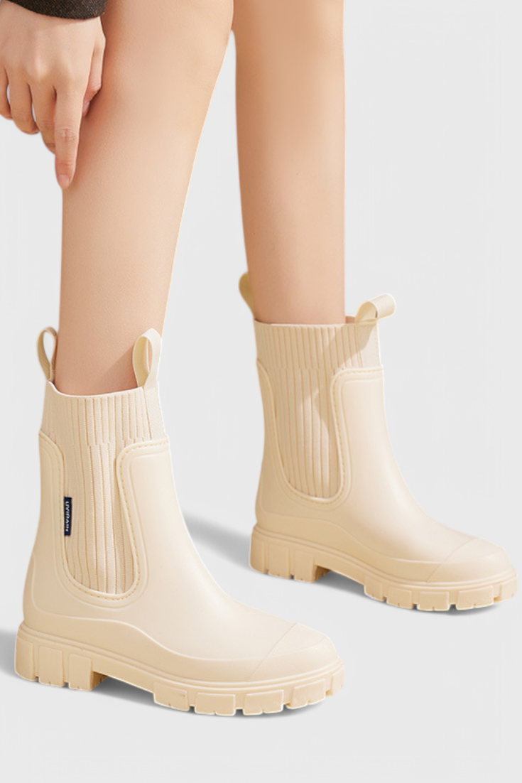 Rose | Women's Chunky Chelsea Rain Boots with Ribbed Ankle Collar