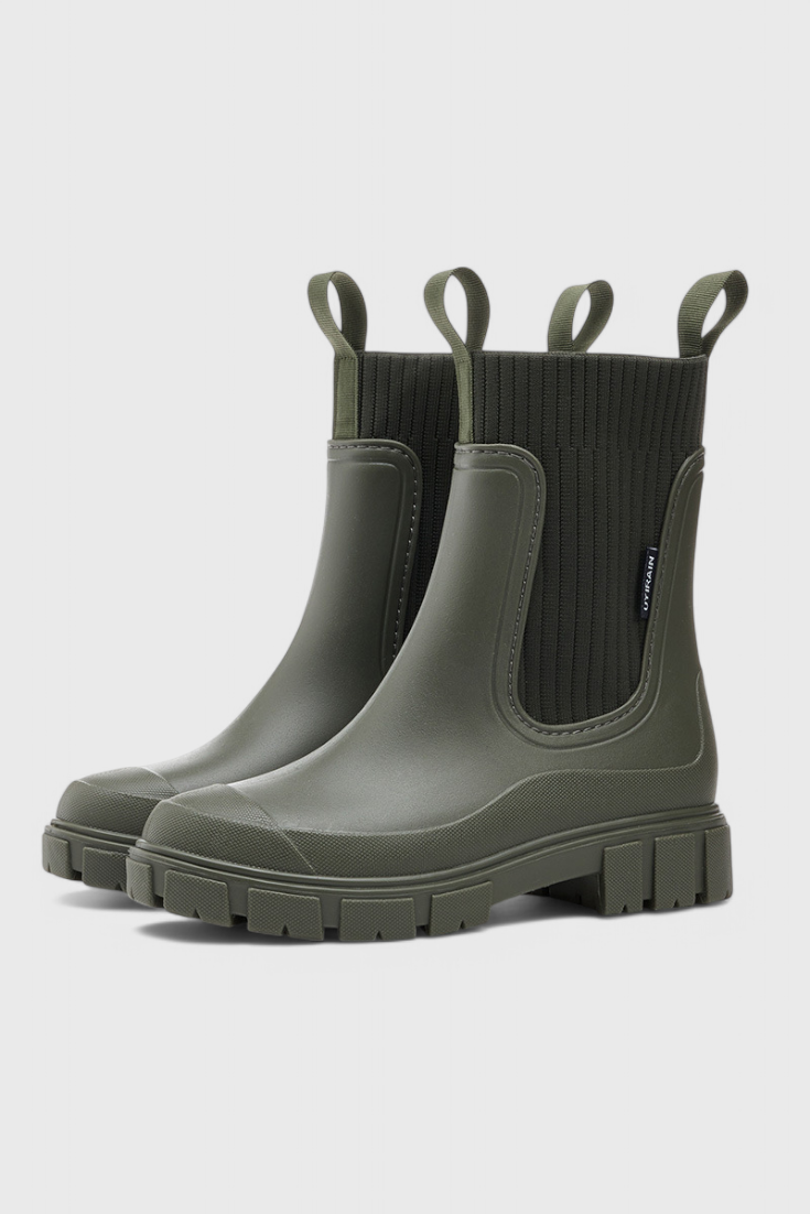 Rose | Women's Chunky Chelsea Rain Boots with Ribbed Ankle Collar