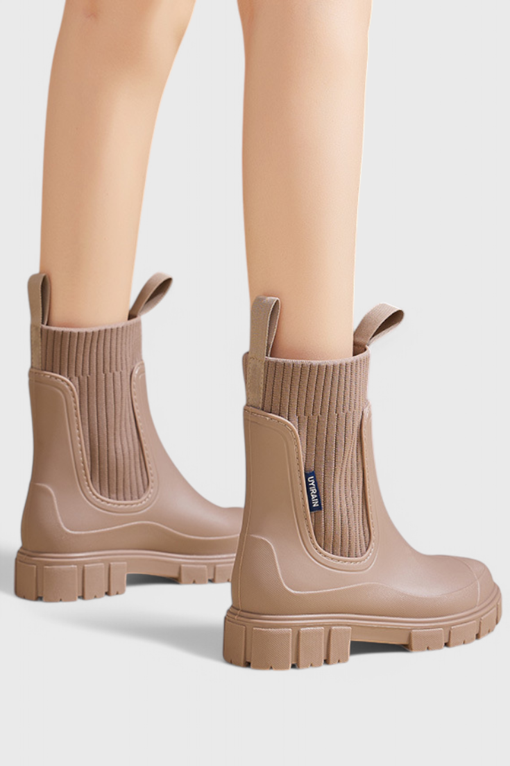 Rose | Women's Chunky Chelsea Rain Boots with Ribbed Ankle Collar
