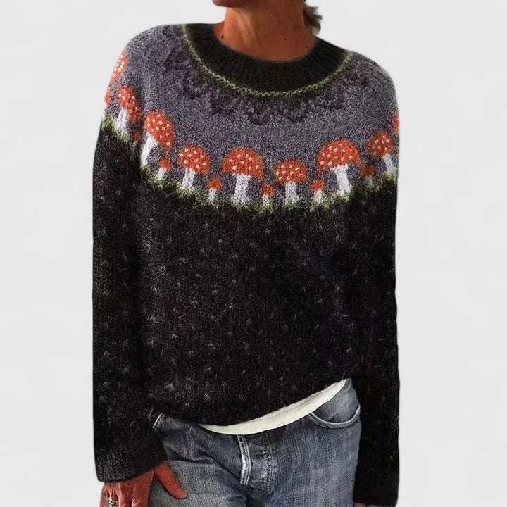 Cecilia | Women's Fair Isle Pattern Crew Neck Sweater with Long Sleeves
