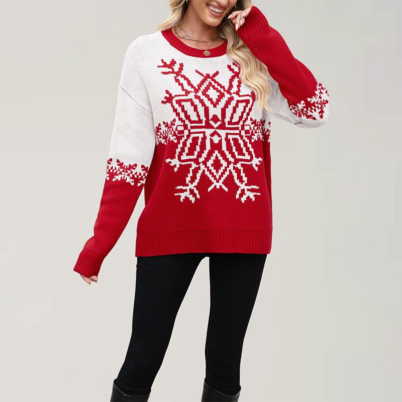 Beatrice | Women's Snowflake Crew-Neck Christmas Sweater