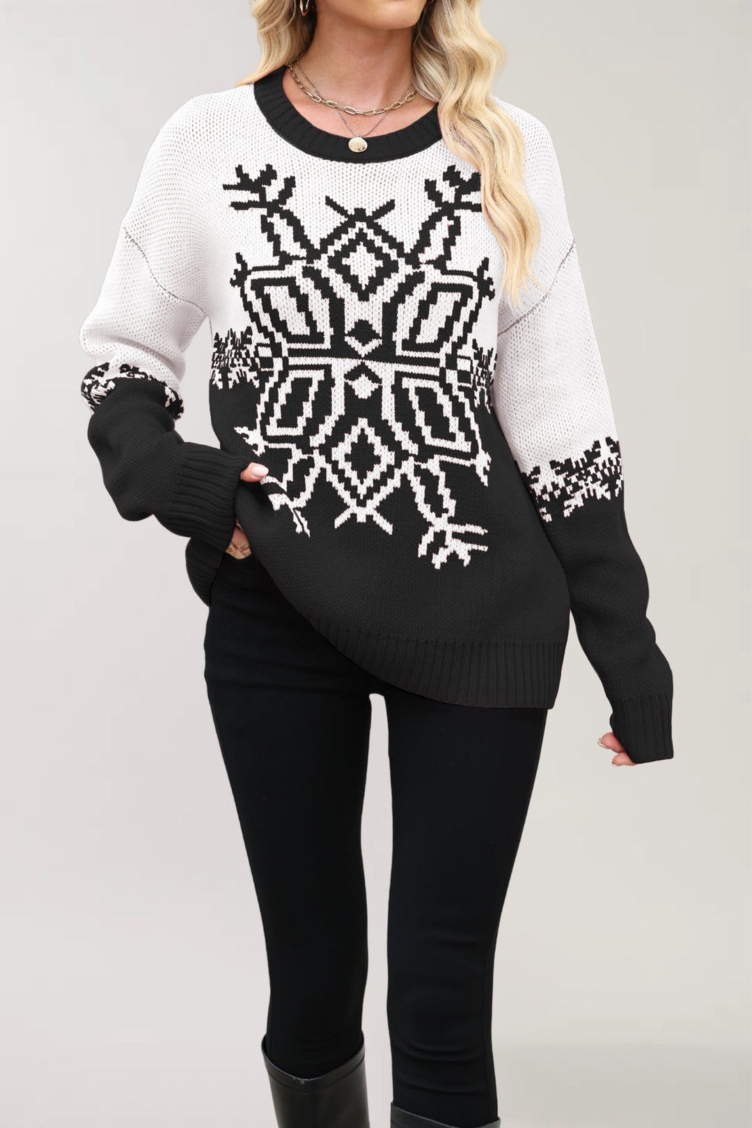 Beatrice | Women's Snowflake Crew-Neck Christmas Sweater