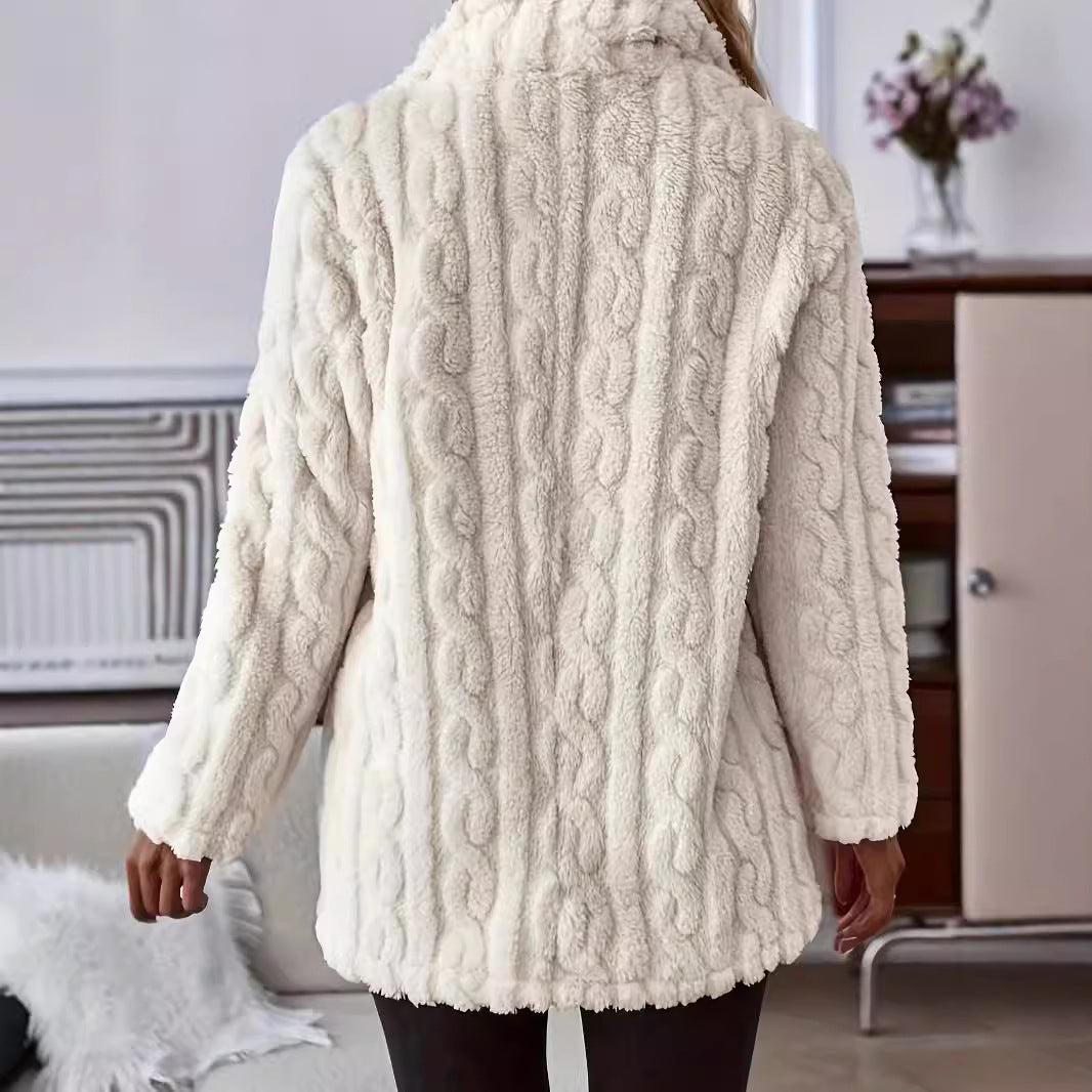 Sadie | Women's Textured Teddy Coat with Snap Buttons