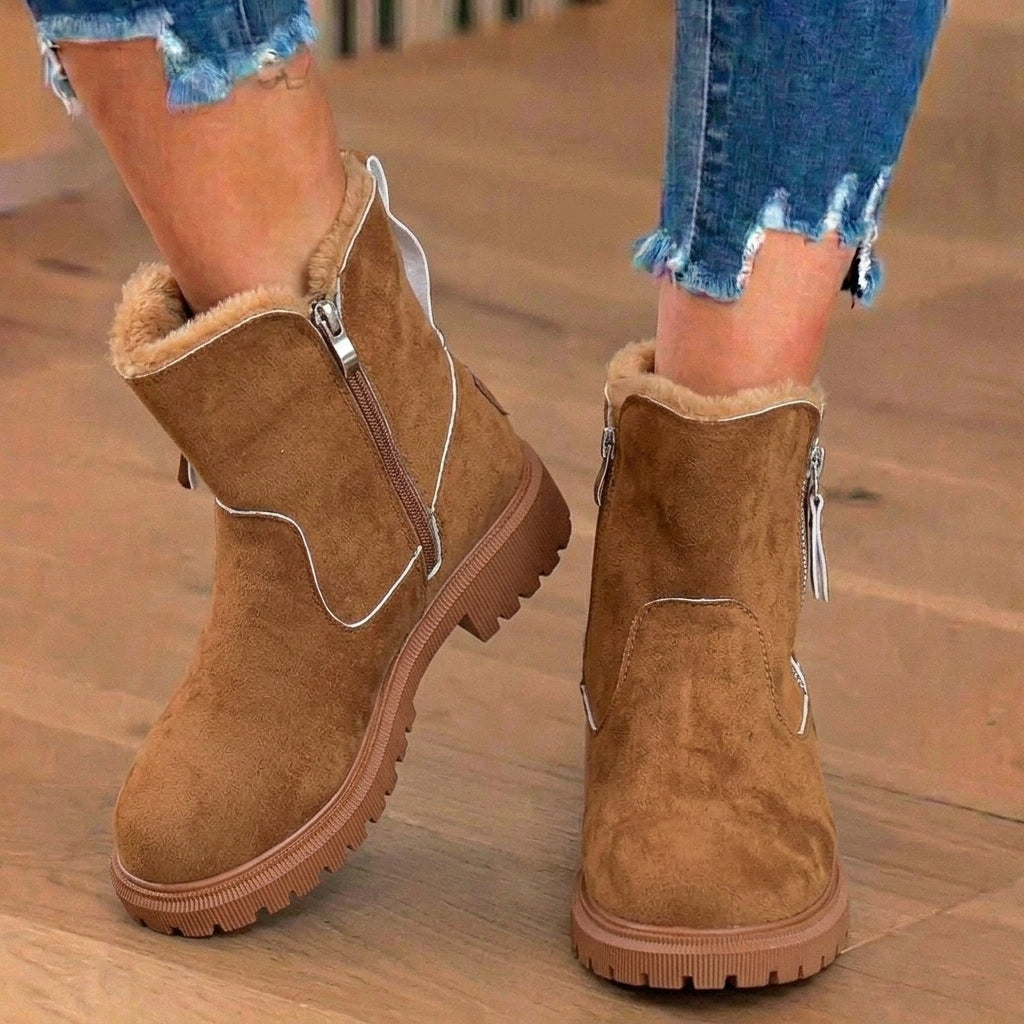 Summer | Women's Winter Ankle Boots with Fluffy Trim