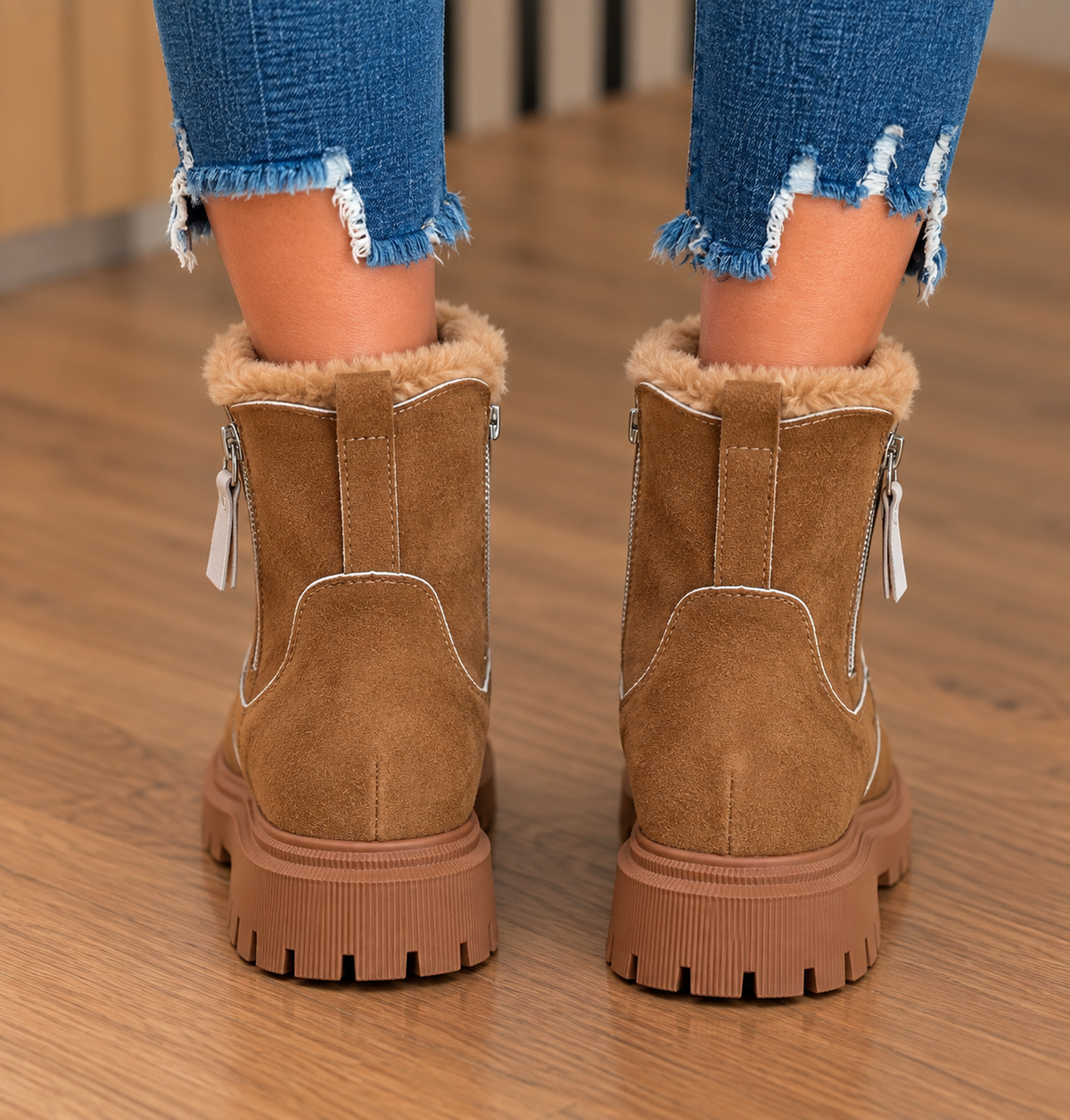 Summer | Women's Winter Ankle Boots with Fluffy Trim