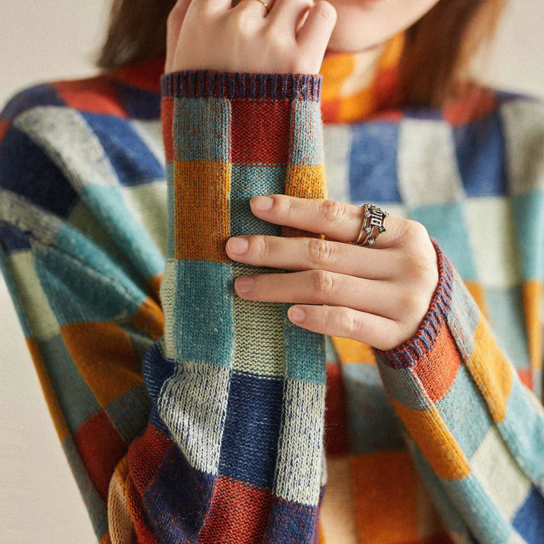 Maribel | Women's Colorful Checkered Knit Sweater