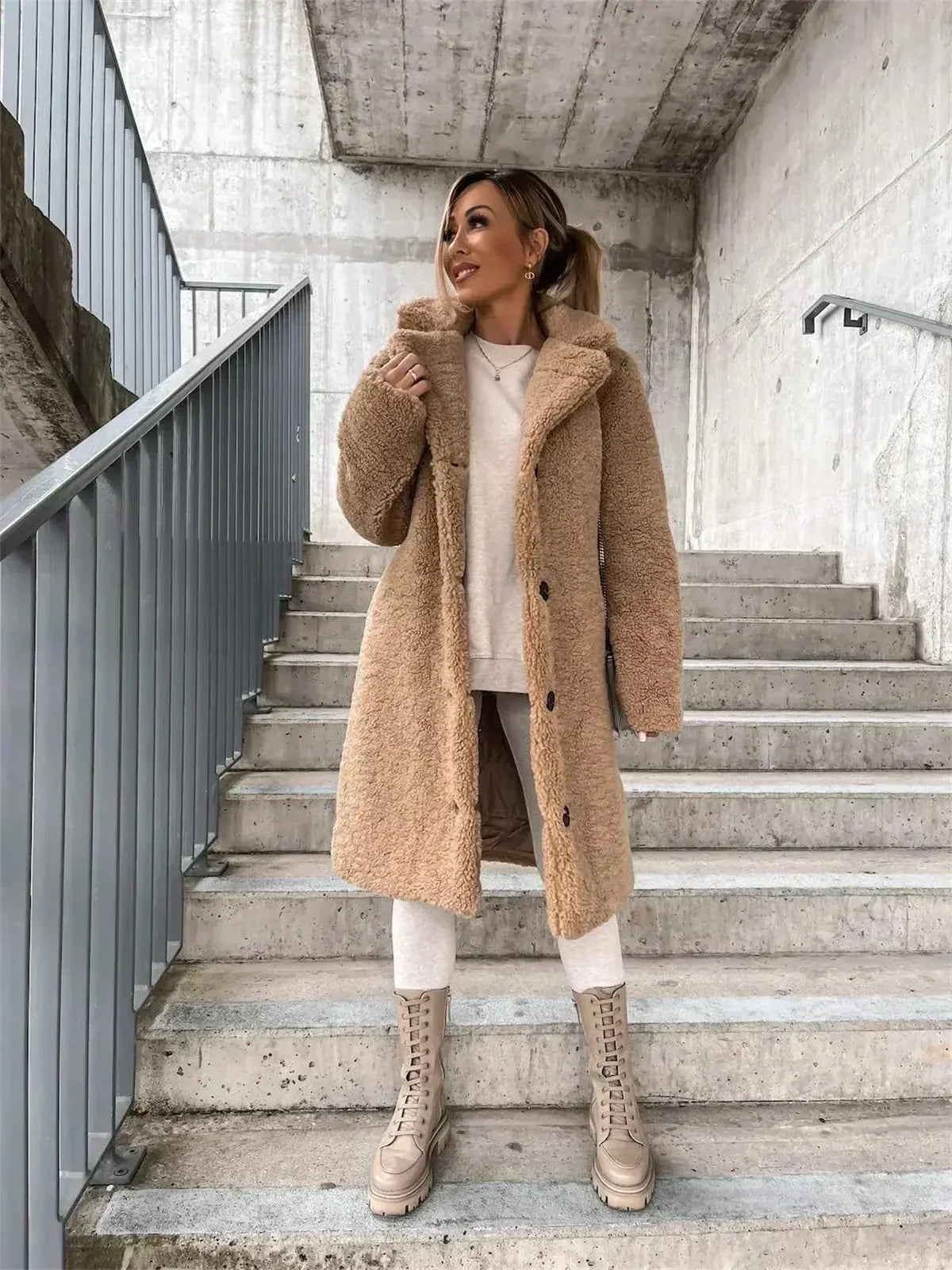 Odette | Women's Longline Teddy Fleece Coat