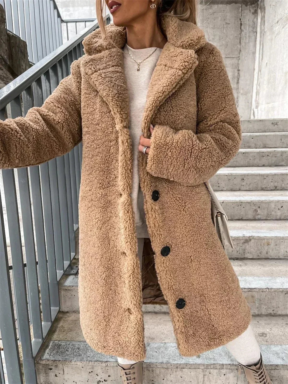 Odette | Women's Longline Teddy Fleece Coat