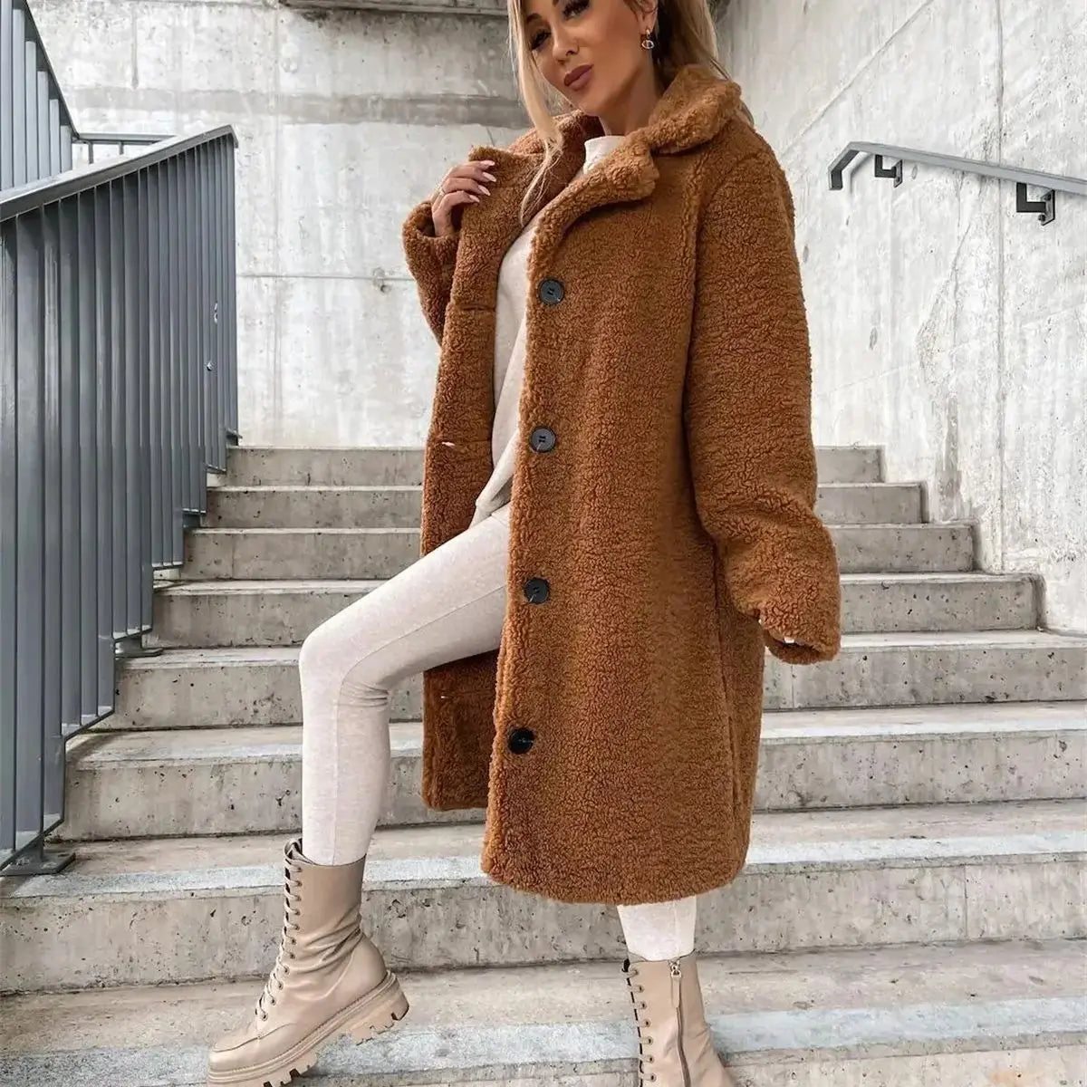 Odette | Women's Longline Teddy Fleece Coat