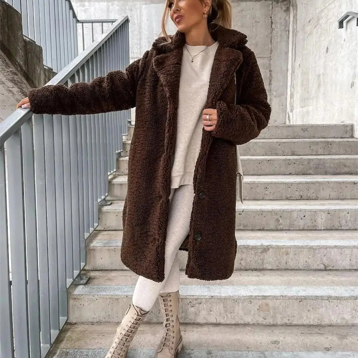 Odette | Women's Longline Teddy Fleece Coat