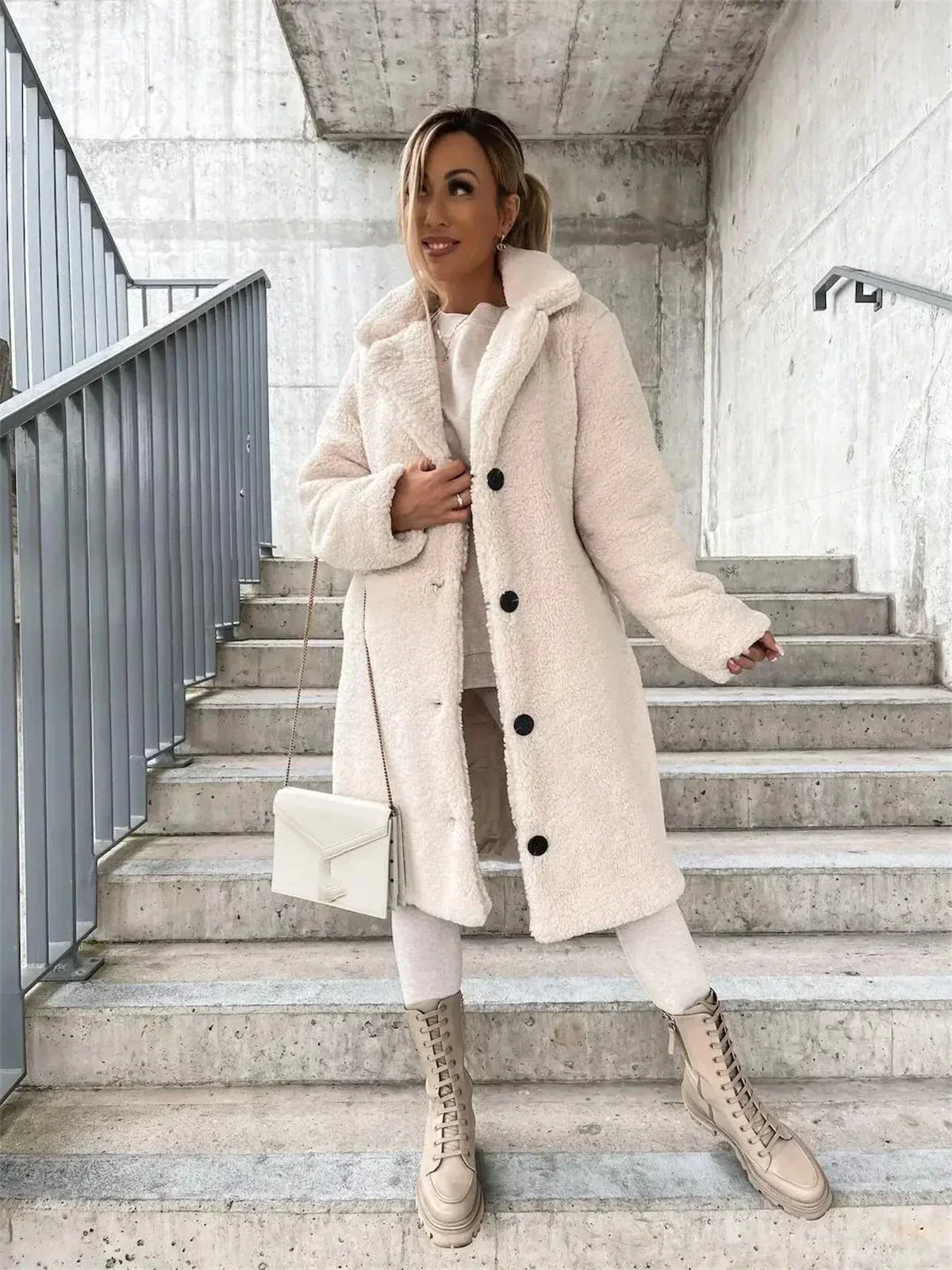 Odette | Women's Longline Teddy Fleece Coat