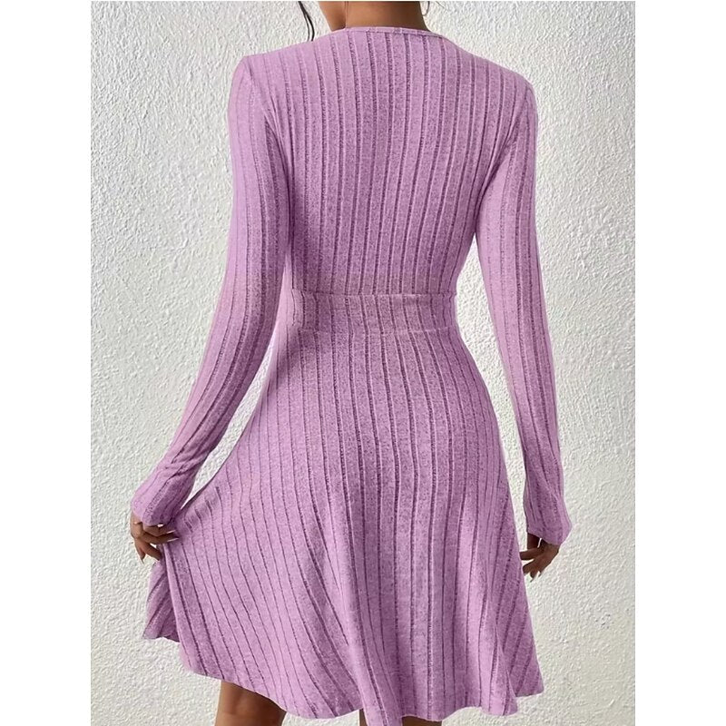Therese | Women's Wrap-Front V-Neck Mini Dress with Long Sleeves