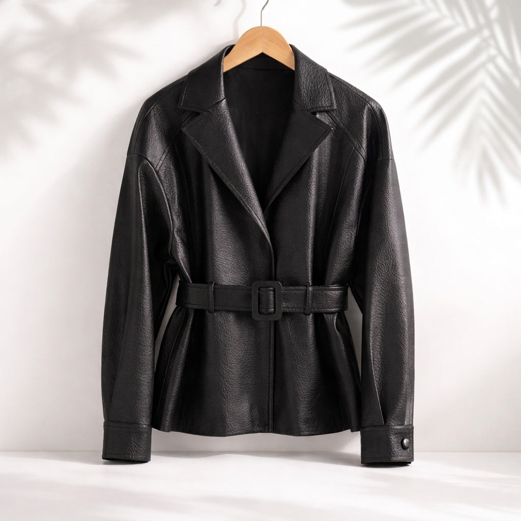 Trisha | Women's Belted Jacket with Wide Collar