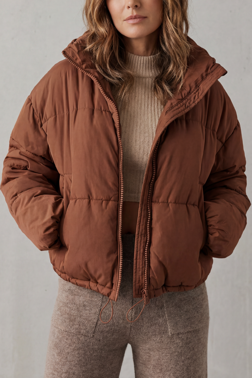 Trixie | Women's Cropped Hooded Puffer Jacket with Drawstring Hem