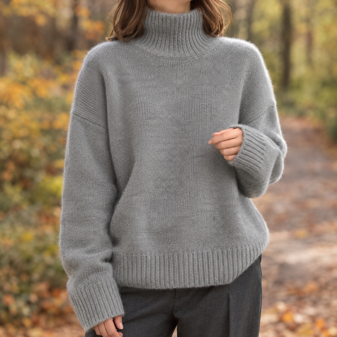 Rowena | Women's Oversized Turtleneck Sweater with Ribbed Trim