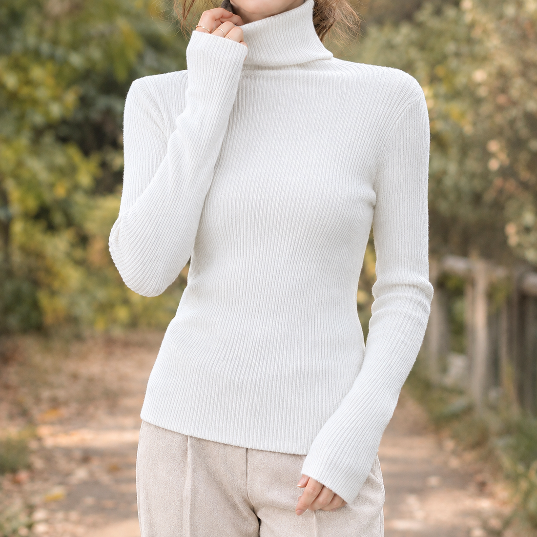 Sylvia | Women's Fitted Ribbed Turtleneck Sweater