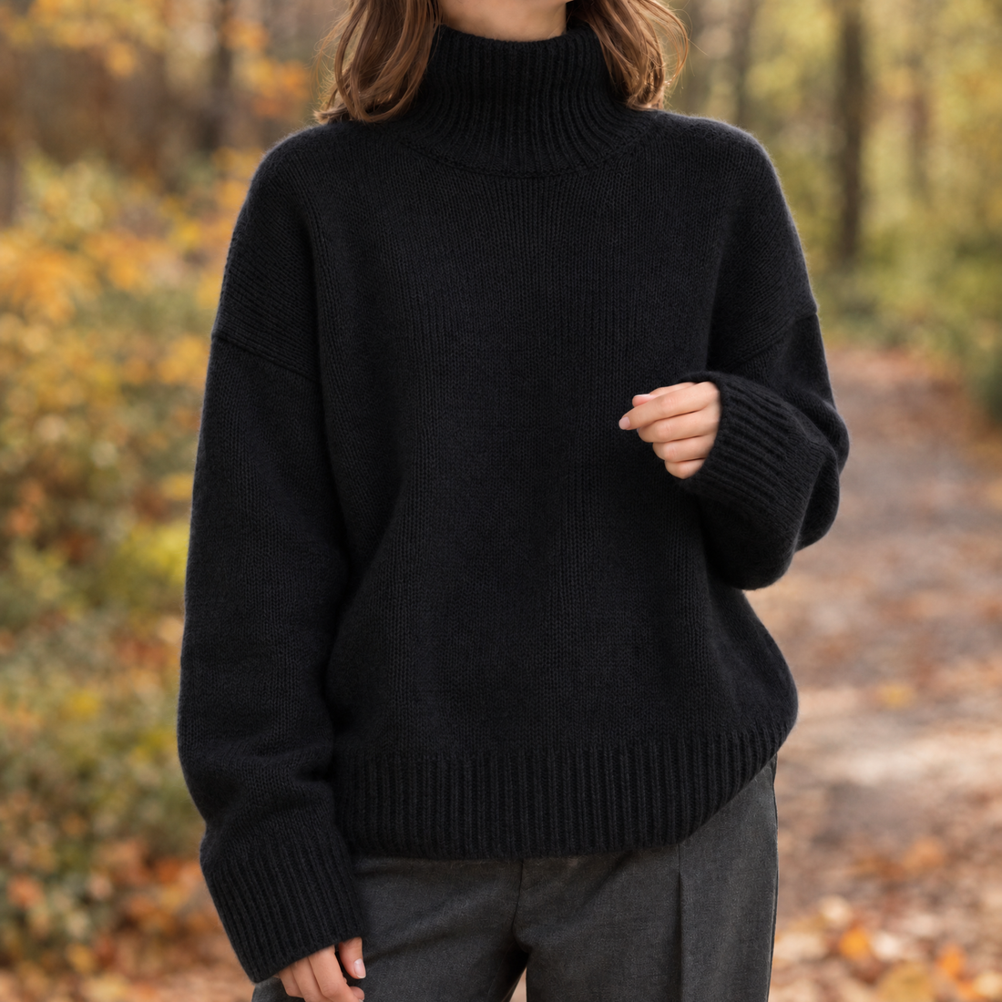 Rowena | Women's Oversized Turtleneck Sweater with Ribbed Trim