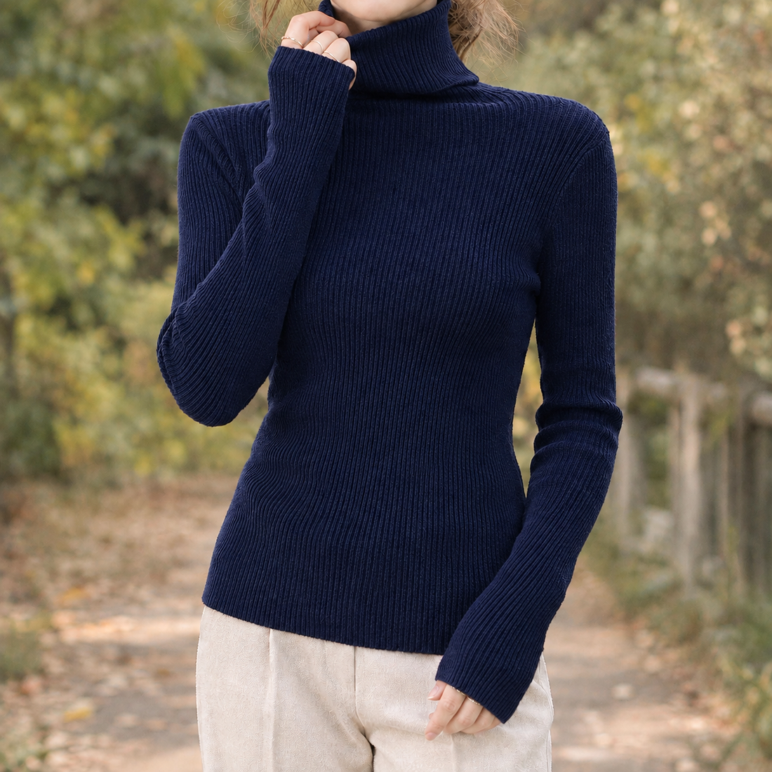 Sylvia | Women's Fitted Ribbed Turtleneck Sweater