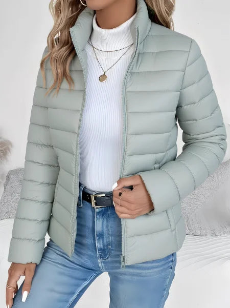 Lydia | Women's Quilted Puffer Jacket with Stand Collar and Zip Front