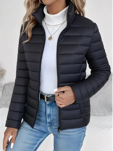 Lydia | Women's Quilted Puffer Jacket with Stand Collar and Zip Front