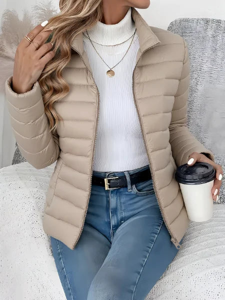 Lydia | Women's Quilted Puffer Jacket with Stand Collar and Zip Front