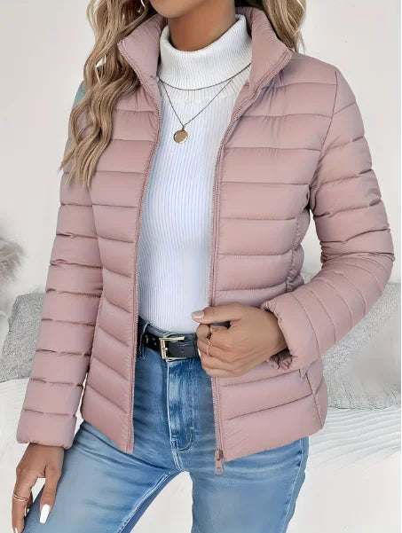 Lydia | Women's Quilted Puffer Jacket with Stand Collar and Zip Front