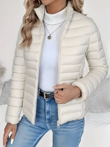 Lydia | Women's Quilted Puffer Jacket with Stand Collar and Zip Front