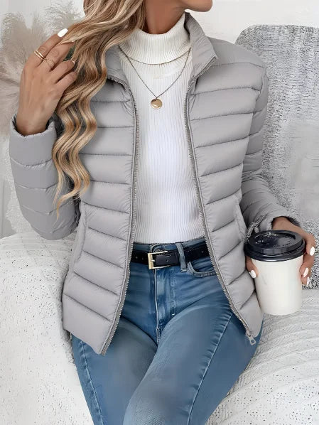 Lydia | Women's Quilted Puffer Jacket with Stand Collar and Zip Front