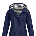 Nora | Women's Hooded Rain Jacket with Striped Lining and Zip-Up Front