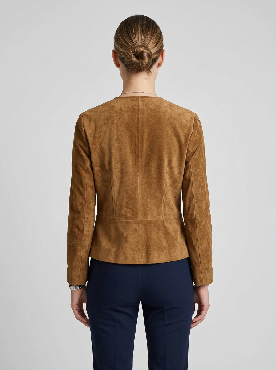 Women's Jacket Button Front Round Neck | Cropped