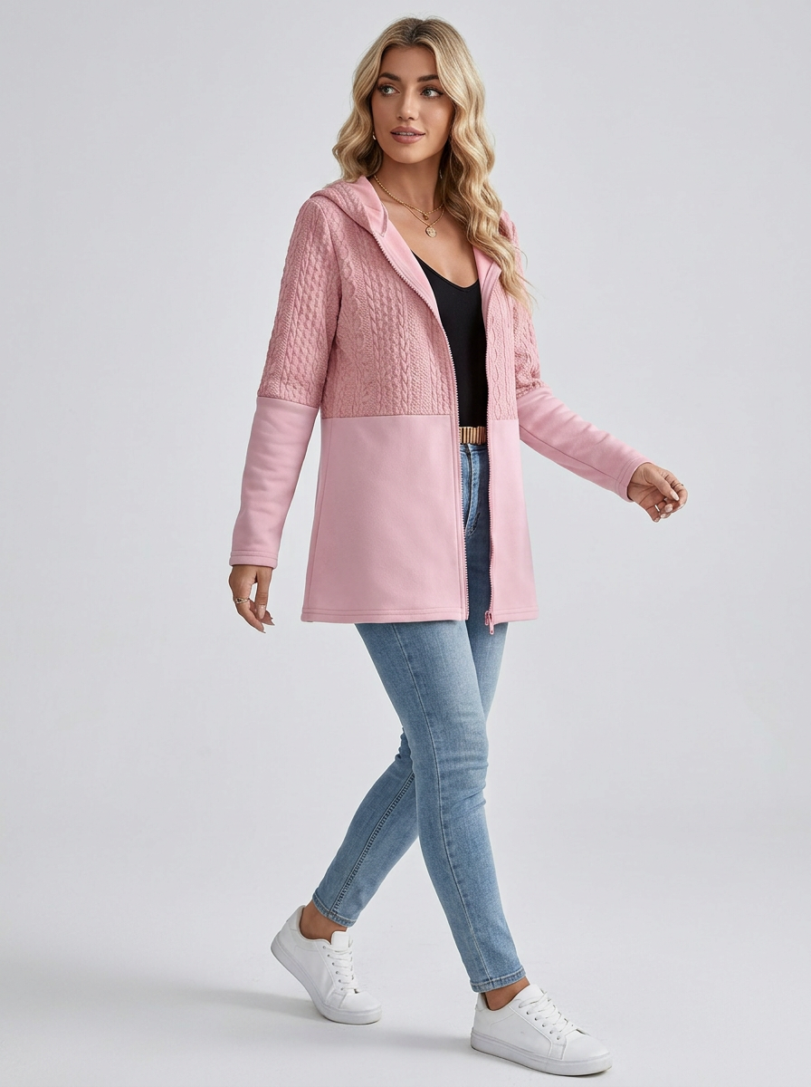 Women's Jacket Hooded Zip Up | Longline